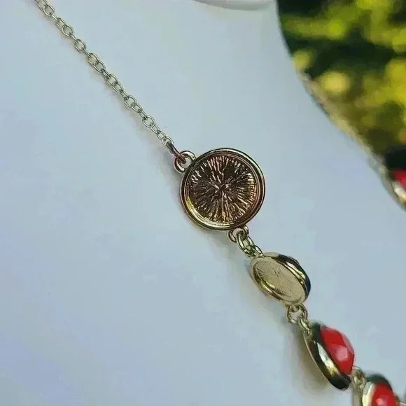 Liz Claiborne Vintage gold tone orange stones necklace - Picture 6 of 17